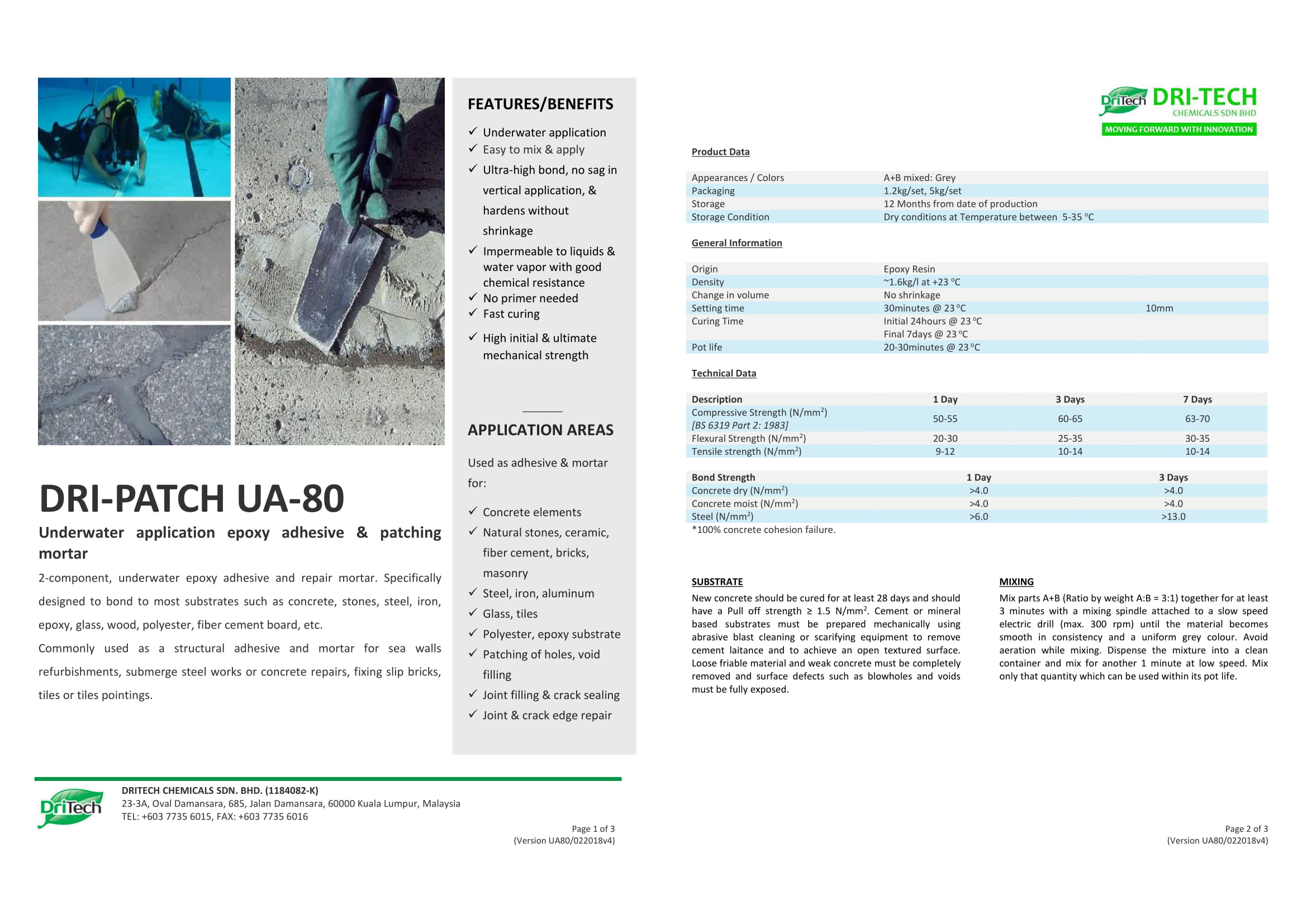 DRI PATCH UA 80 | Underwater Epoxy Concrete Repair Mortar